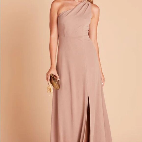 Birdy Gray Taupe One Shoulder KIRA Dress Crepe Sz XL - Picture 9 of 9